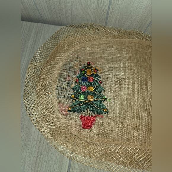 Vtg Christmas Tree Woven Raffia Oval Placemats Coasters Napkins Holiday Boho - Picture 3 of 9